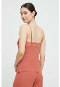 Calvin Klein Underwear top piżamowy kolor pomarańczowy. Kolor: pomarańczowy. Materiał: dzianina, koronka #4