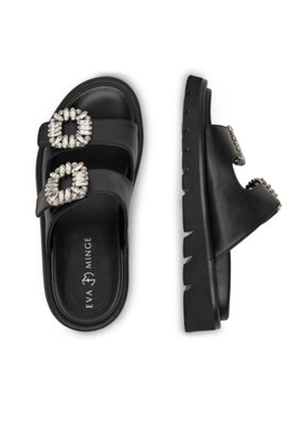 Eva Minge Klapki LILY-VII75-06-1 Czarny. Kolor: czarny. Materiał: skóra