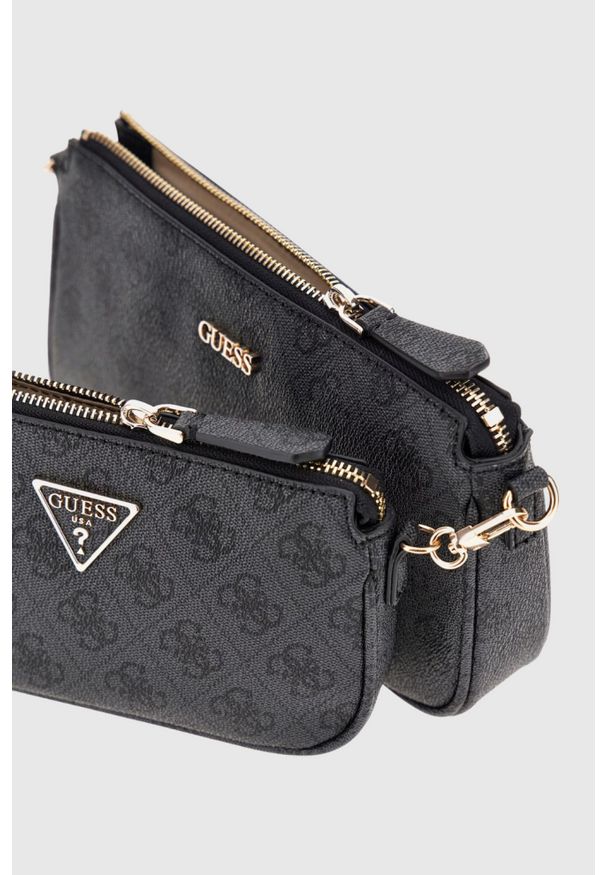 Guess - GUESS Czarna kopertówka damska Noelle. Kolor: czarny. Materiał: skórzane. Rozmiar: małe