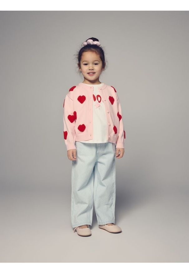 Reserved - Jeansy baggy w paski - niebieski. Kolor: niebieski. Materiał: jeans. Wzór: paski