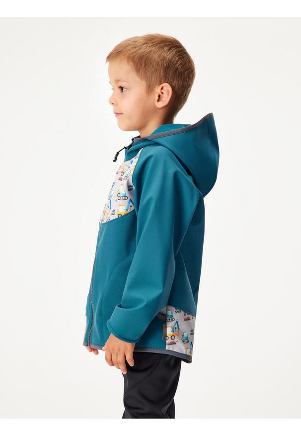 UNUO - Kurtka softshellowa dziecięca z polarem Basic, Cobalt, Bagry. Kolor: niebieski. Materiał: polar. Sezon: wiosna, jesień. Styl: sportowy