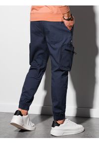Ombre Clothing - Spodnie męskie joggery P960 - granatowe - XL. Kolor: niebieski. Materiał: materiał, bawełna #6