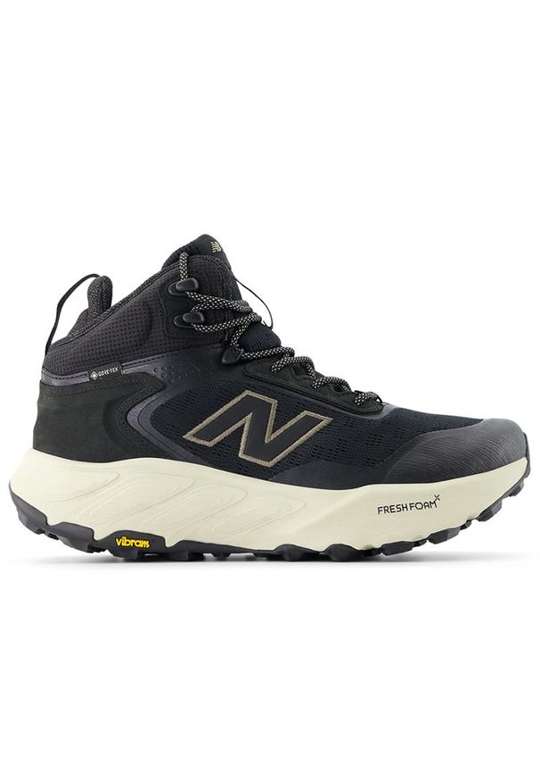 Buty męskie New Balance Fresh Foam X Hierro Hiker Gore-Tex v9 MTHIMCB9 - czarne. Zapięcie: sznurówki. Kolor: czarny. Materiał: guma, syntetyk, materiał. Szerokość cholewki: normalna. Technologia: Gore-Tex. Sport: fitness, bieganie