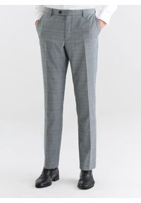 Pako Lorente - PAKO LORENTE – Szare spodnie garniturowe w niebieską kratę. Kolor: szary, niebieski, wielokolorowy. Materiał: poliester, elastan, wiskoza #8