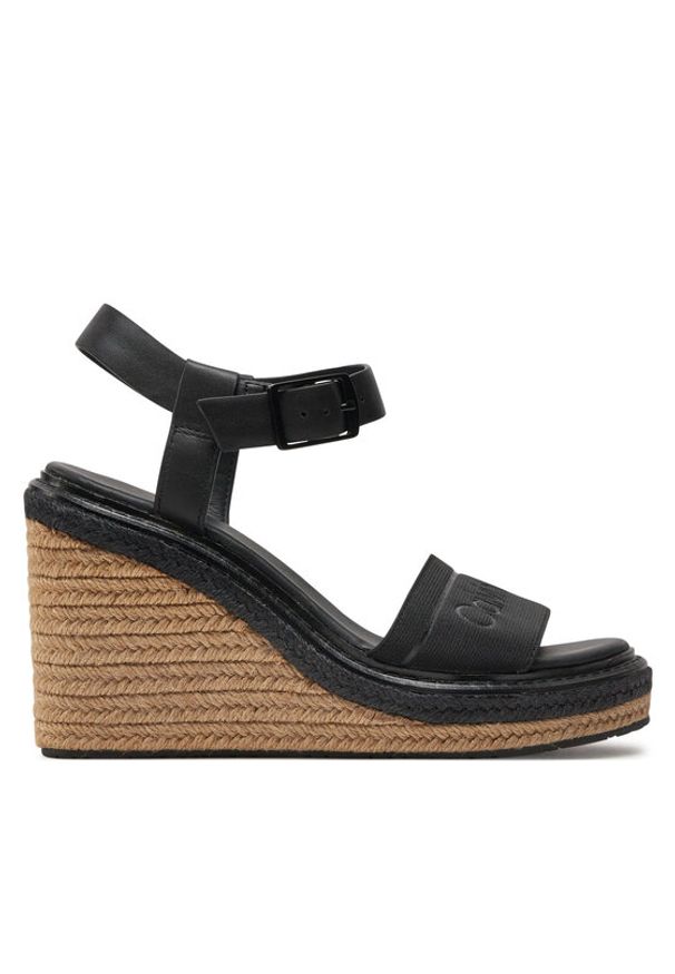 Calvin Klein Espadryle Wedge Sandal 70 He HW0HW02050 Czarny. Kolor: czarny. Materiał: skóra