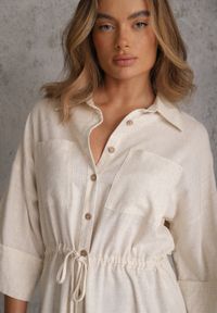 Renee - Biała Koszula z Lnem Bawełną i Szerokimi Rękawami Moontwist. Okazja: na co dzień. Kolor: biały. Materiał: bawełna, len. Styl: casual #7