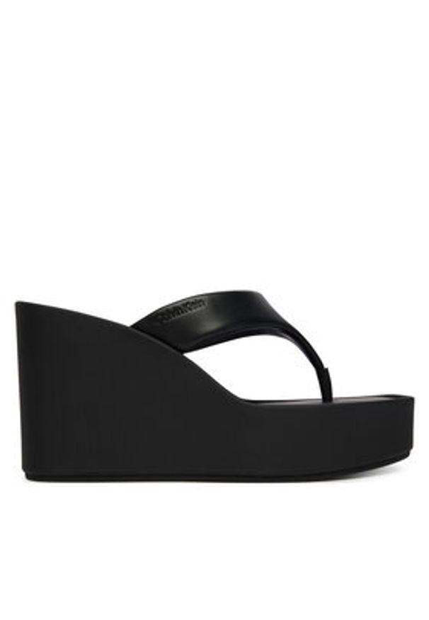 Calvin Klein Japonki Wedge 70 Sndl Thong Lth HW0HW02880 Czarny. Kolor: czarny. Materiał: skóra