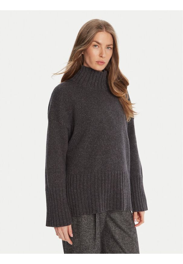 Barbour Golf Serena LKN1539CH51 Szary Regular Fit. Typ kołnierza: golf. Kolor: szary. Materiał: wełna, bawełna