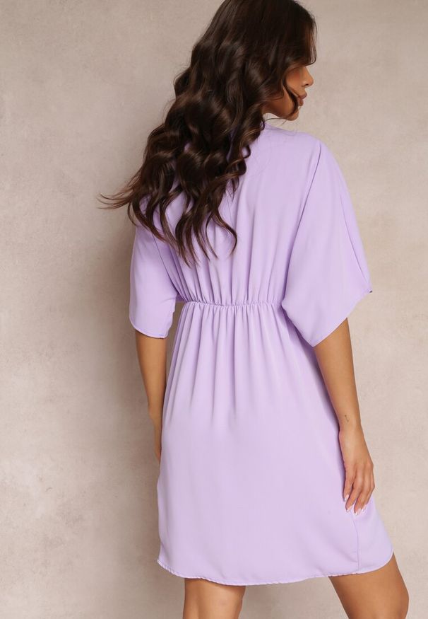 Renee - Fioletowa Sukienka z Wiskozy typu Nietoperz Neollia. Kolor: fioletowy. Materiał: wiskoza