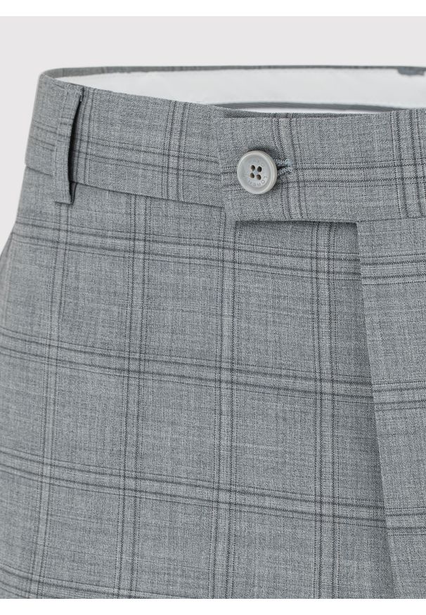 Pako Lorente - PAKO LORENTE – Szare spodnie garniturowe w kratę. Kolor: szary. Materiał: poliester, lycra, wełna. Styl: elegancki