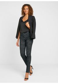 bonprix - Spodnie z diagonalu z efektownym nadrukiem. Kolor: czarny. Wzór: nadruk. Styl: klasyczny, elegancki #3