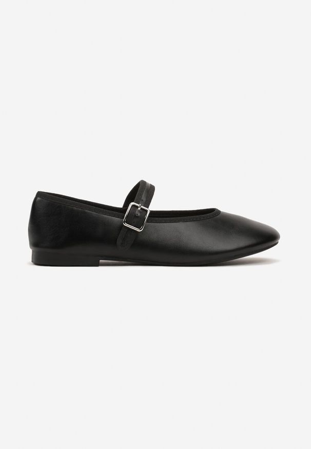 Born2be - Czarne Balerinki Vices w Stylu Mary Jane z Paskiem ze Sprzączką Cesirra. Zapięcie: pasek. Kolor: czarny. Materiał: jeans. Obcas: na obcasie. Styl: elegancki, klasyczny