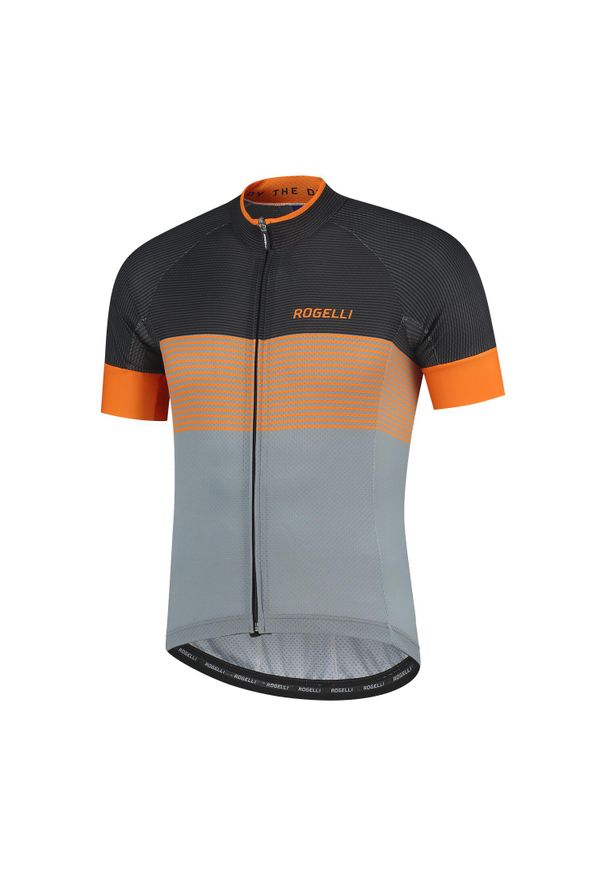 ROGELLI - Koszulka rowerowa męska Rogelli Boost z krótkim rękawem, pomarańczowa. Kolor: szary, wielokolorowy, pomarańczowy, żółty. Długość rękawa: krótki rękaw. Długość: krótkie