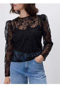 Reserved - Koronkowa bluzka - czarny. Kolor: czarny. Materiał: koronka #1