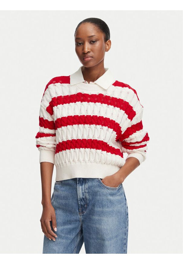 Tommy Jeans Sweter DW0DW22926 Czerwony Loose Fit. Kolor: czerwony. Materiał: bawełna