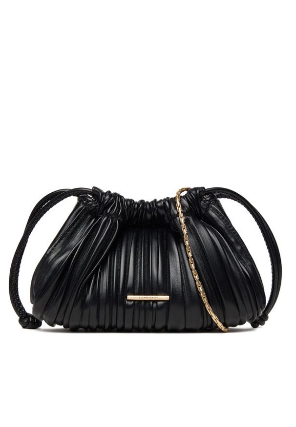 Calvin Klein Torebka Drawstring Plisse Conv Mini Cb P LV04F3077G Czarny. Kolor: czarny. Materiał: skórzane