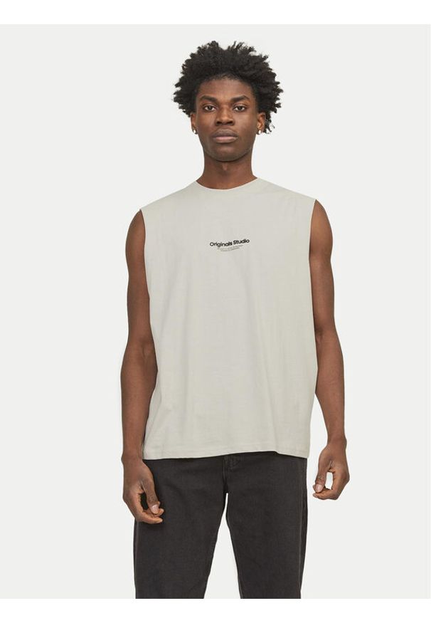 Jack & Jones - Jack&Jones Tank top Vesterbro 12250430 Beżowy Oversize. Kolor: beżowy. Materiał: bawełna