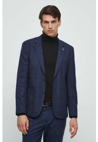 medicine - Medicine marynarka męska kolor granatowy. Kolor: niebieski. Materiał: tkanina. Styl: klasyczny #1