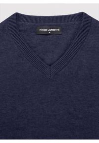 Pako Lorente - PAKO LORENTE - Granatowy sweter męski v-neck. Kolor: niebieski, czarny. Materiał: bawełna. Sezon: jesień #6