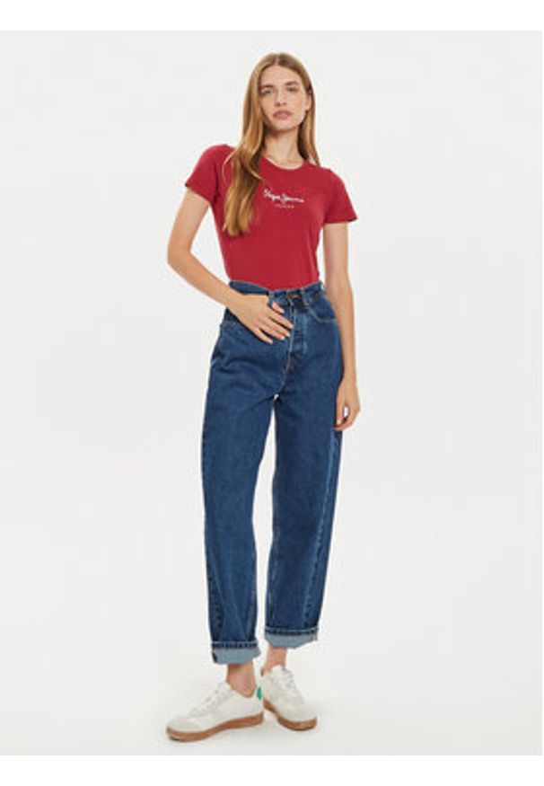 Pepe Jeans T-Shirt New Virginia PL505202 Czerwony Slim Fit. Kolor: czerwony. Materiał: bawełna