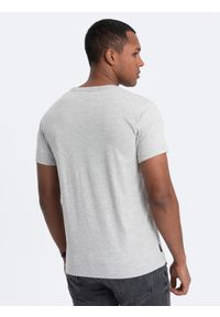 Ombre Clothing - Klasyczny T-shirt męski bawełniany BASIC - szary V3 - Rozmiar: XXL. Kolor: szary. Materiał: bawełna. Styl: klasyczny #3