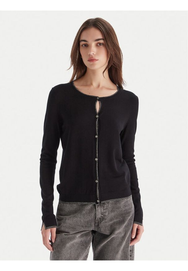 Liu Jo Kardigan MF5225 MS49I Czarny Regular Fit. Kolor: czarny. Materiał: syntetyk, wiskoza