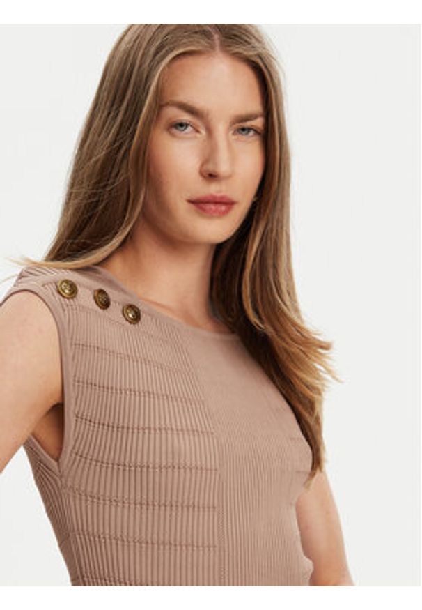 Guess Bluzka W5YR12 Z0130 Brązowy Regular Fit. Kolor: brązowy. Materiał: syntetyk