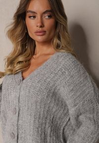 Renee - Jasnoszary Rozpinany Kardigan z Wełną i Ściągaczami przy Rękawach Ciarella. Kolor: szary. Materiał: wełna. Sezon: zima