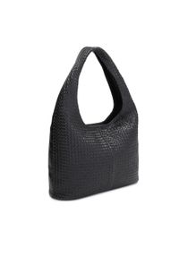 Kazar - Czarna torebka hobo ze skóry w pleciony wzór. Kolor: czarny. Materiał: skórzane. Styl: casual. Rodzaj torebki: na ramię #4