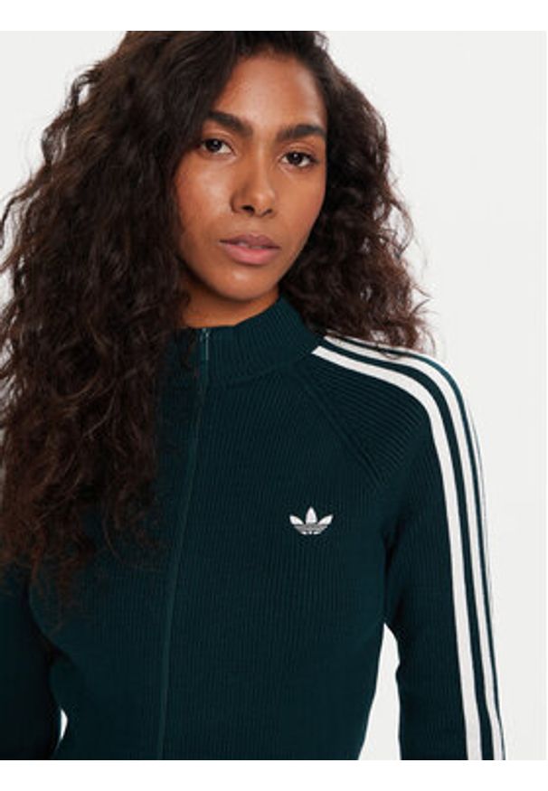 Adidas - adidas Bluza adicolor 3-Stripes JY2599 Zielony Slim Fit. Kolor: zielony. Materiał: wiskoza