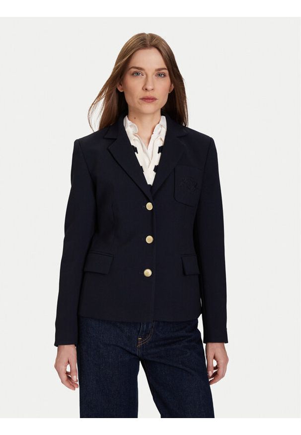 TOMMY HILFIGER - Tommy Hilfiger Marynarka WW0WW46660 Granatowy Slim Fit. Kolor: niebieski. Materiał: syntetyk