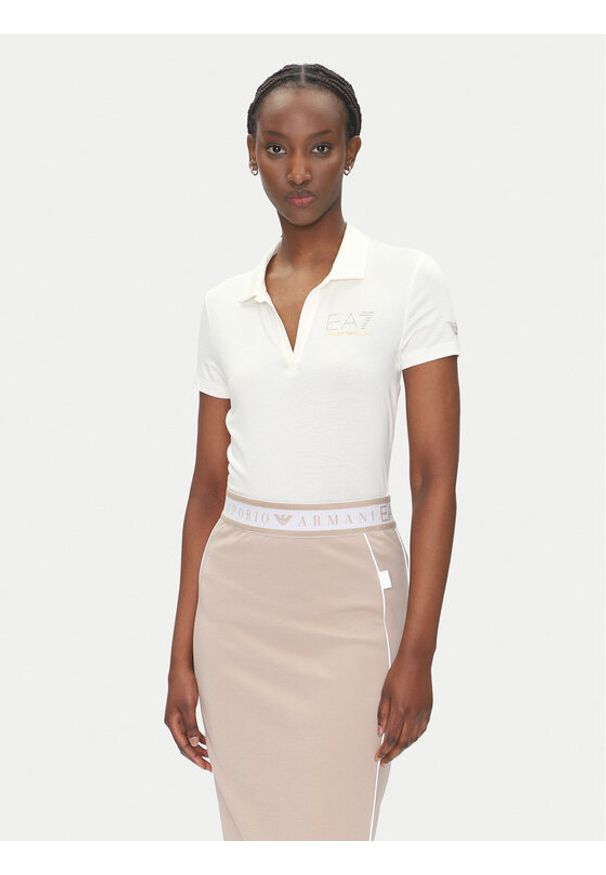 EA7 Emporio Armani Polo 7W000266 AF12500 U0005 Biały Regular Fit. Typ kołnierza: polo. Kolor: biały. Materiał: wiskoza