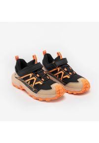 quechua - Buty turystyczne dla dzieci Crossrock wodoodporne. Wysokość cholewki: przed kostkę. Kolor: czarny, pomarańczowy, wielokolorowy. Materiał: kauczuk. Szerokość cholewki: normalna. Sport: turystyka piesza