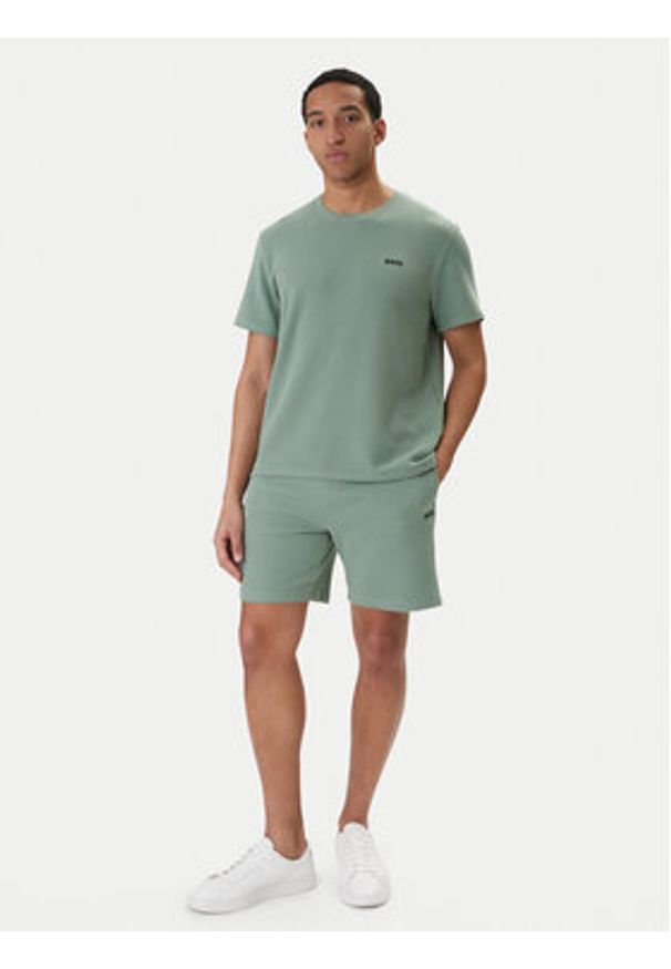 BOSS T-Shirt Waffle 50535891 Zielony Regular Fit. Kolor: zielony. Materiał: syntetyk, bawełna