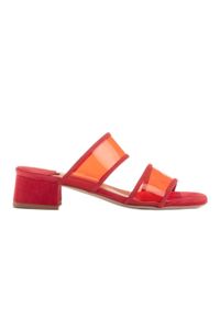 Marco Shoes Klapki damskie z półprzeźroczystymi paskami czerwone. Kolor: czerwony #3
