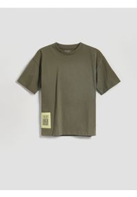 Reserved - Bawełniany t-shirt - zielony. Kolor: zielony. Materiał: bawełna
