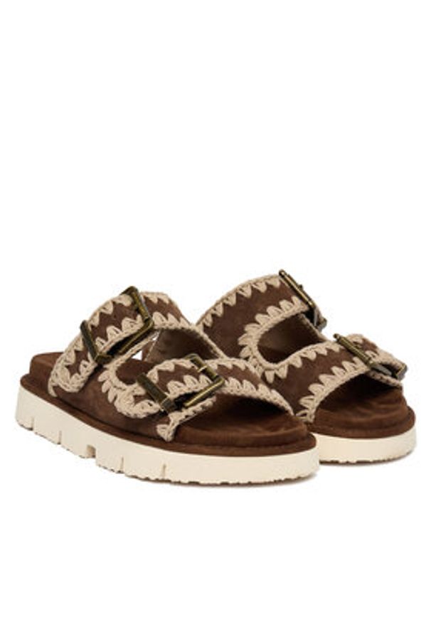 Mou Klapki MU.SW461005A Brązowy. Kolor: brązowy. Materiał: skóra, zamsz