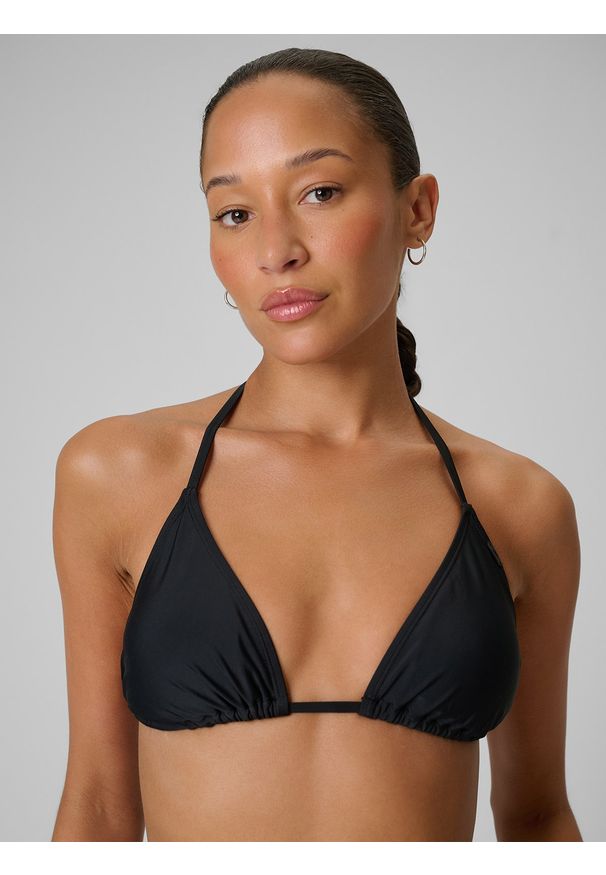 4f - 4F Góra od bikini damska - czarna XS. Kolor: czarny. Materiał: materiał