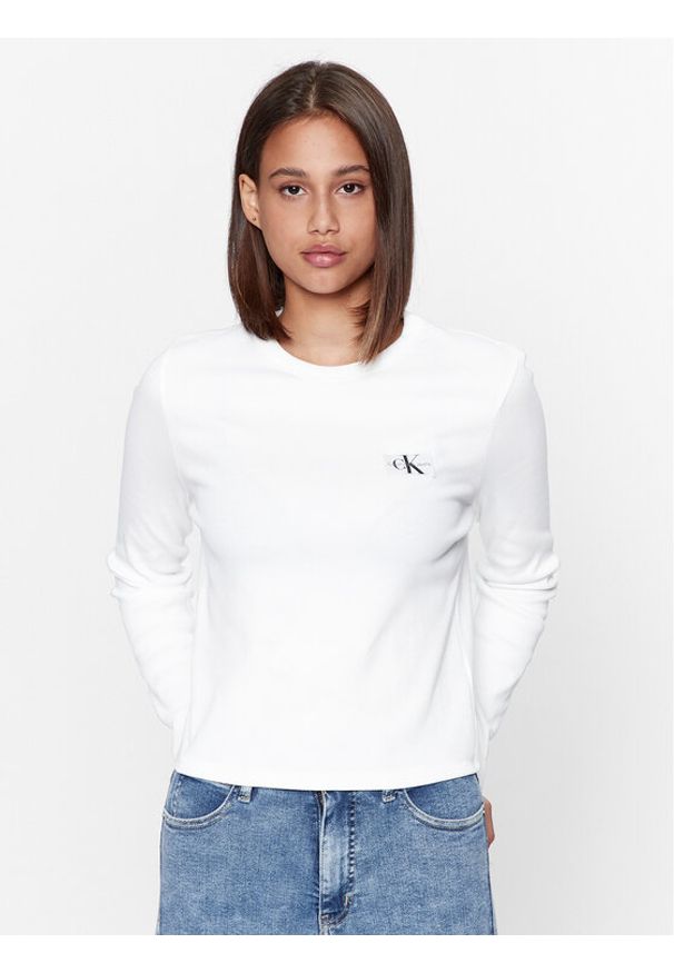 Bluzka Calvin Klein Jeans. Kolor: biały. Materiał: bawełna