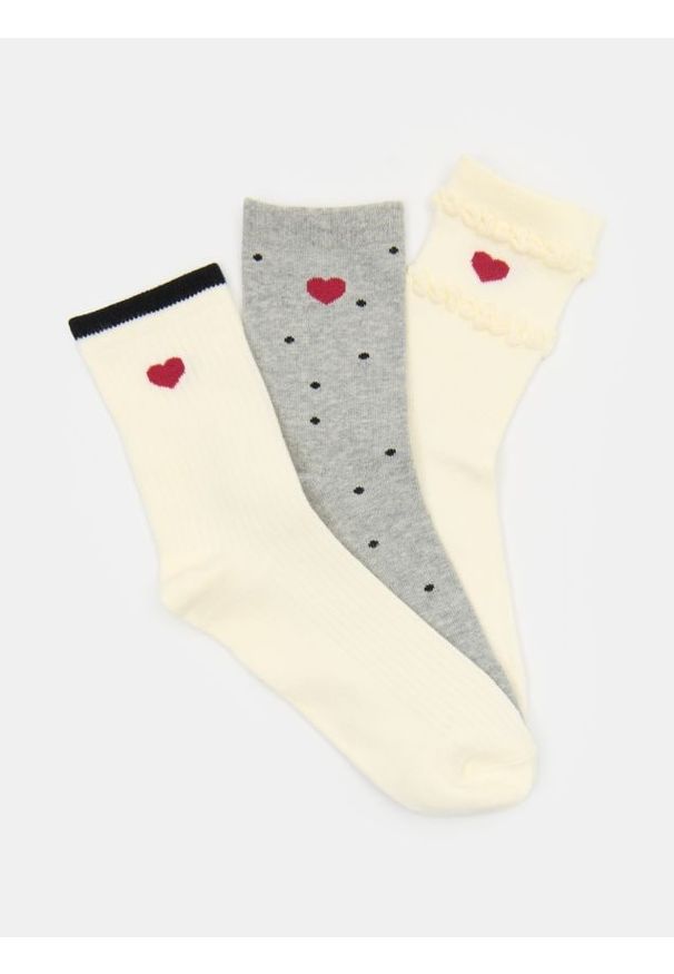 Sinsay - Prążkowane skarpetki 3 pack - wielobarwny. Materiał: prążkowany