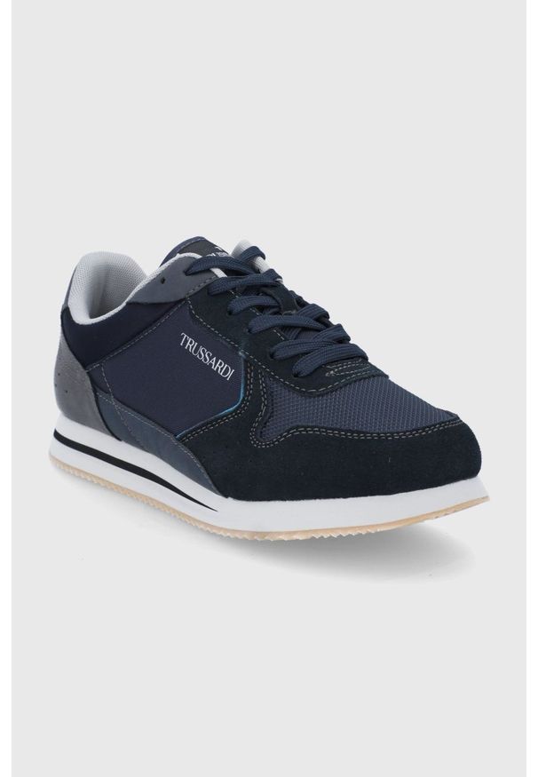 Trussardi Jeans - Trussardi - Buty. Nosek buta: okrągły. Zapięcie: sznurówki. Kolor: niebieski. Materiał: guma
