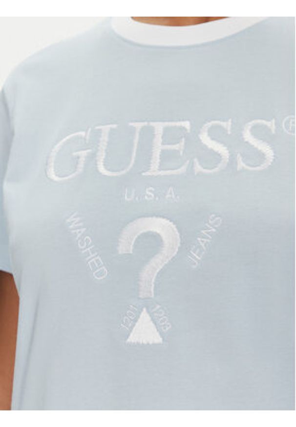 Guess T-Shirt V5GI18 I3Z14 Błękitny Boxy Fit. Kolor: niebieski. Materiał: bawełna
