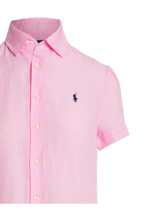Polo Ralph Lauren Koszula 211973366501 Różowy jasny Regular Fit. Typ kołnierza: polo. Kolor: różowy. Materiał: len