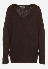 Born2be - Brązowy Sweter z Dodatkiem Wełny i Dekoltem w Serek Estorea. Okazja: na co dzień. Typ kołnierza: dekolt w serek. Kolor: brązowy. Materiał: wełna. Styl: klasyczny, casual, elegancki #7