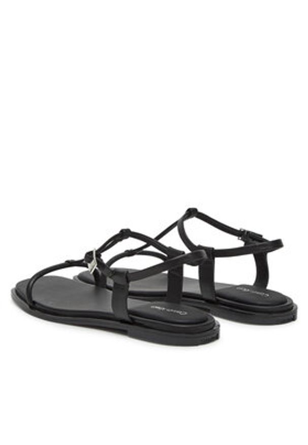 Calvin Klein Sandały Flat Sandal Squared Buckle Lth HW0HW02556 Czarny. Kolor: czarny. Materiał: skóra
