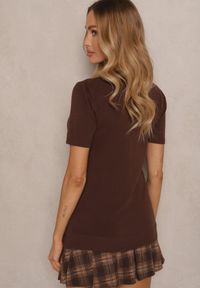 Renee - Brązowy Sweter Ozdobiony Ściągaczami Sanallia. Okazja: na co dzień. Kolor: brązowy. Materiał: jeans. Wzór: aplikacja. Styl: klasyczny, elegancki, casual
