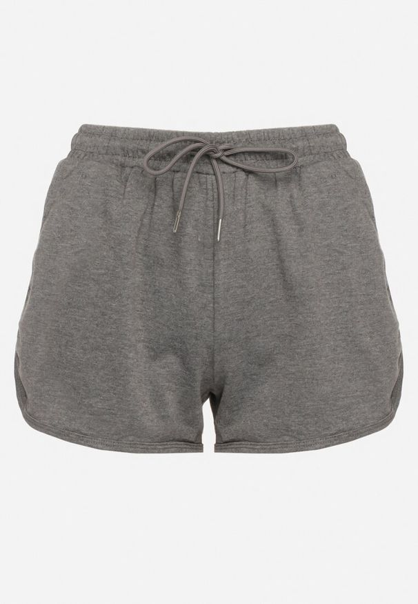 Born2be - Ciemnoszare Dresowe Szorty z Bawełną High Waist Floratess. Okazja: do pracy, na spacer. Stan: podwyższony. Kolor: szary. Materiał: dresówka, bawełna. Długość: krótkie. Wzór: kwiaty. Sezon: lato. Styl: elegancki