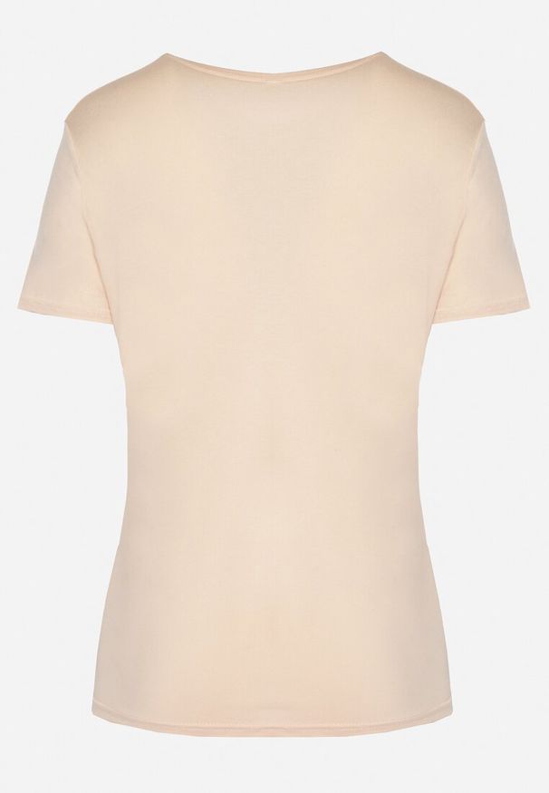 Born2be - Różowy T-shirt z Ozdobnym Napisem Elimetis. Okazja: na co dzień. Kolor: różowy. Wzór: napisy. Styl: casual