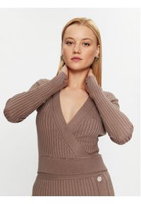 Guess Sweter W3BR29 Z2V42 Beżowy Slim Fit. Kolor: beżowy. Materiał: wiskoza #3