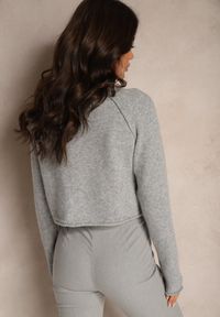Renee - Szary Rozpinany Kardigan z Wełną Evelinae. Okazja: na co dzień, na spotkanie biznesowe, do pracy. Kolor: szary. Materiał: wełna. Styl: biznesowy, casual #4